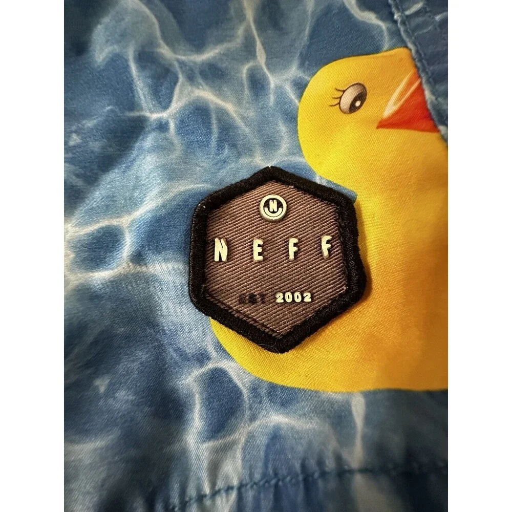 Neff Swim Trunks Shorts‎ Mens Size Small Rubber Duck Drawstring Elastic Waist S